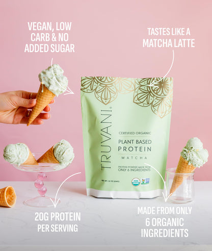 Truvani Organic Plant Based Protein Powder - Strawberry - 10 Servings - Vegan - 20g Pea Protein - Single Serving Travel Packets - Keto - Gluten & Dairy Free - Low Carb