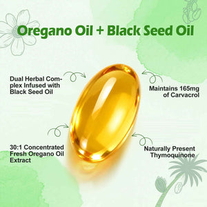 BEWORD Oil of Oregano with Black Seed Oil, 280 Softgels, 9000mg Per Serving - 2-in-1 Oregano Supplement for Immune Health with High Carvacrol & Thymoquinone - Plant-Based, Non-GMO
