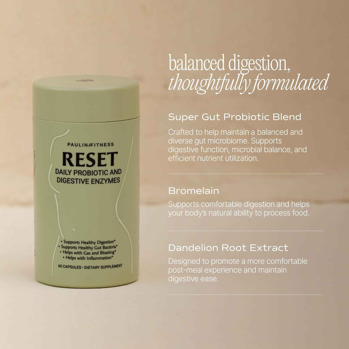 Reset Daily Probiotic + Prebiotic Plant Digestive Enzymes - Advanced Gut Reset for Women
