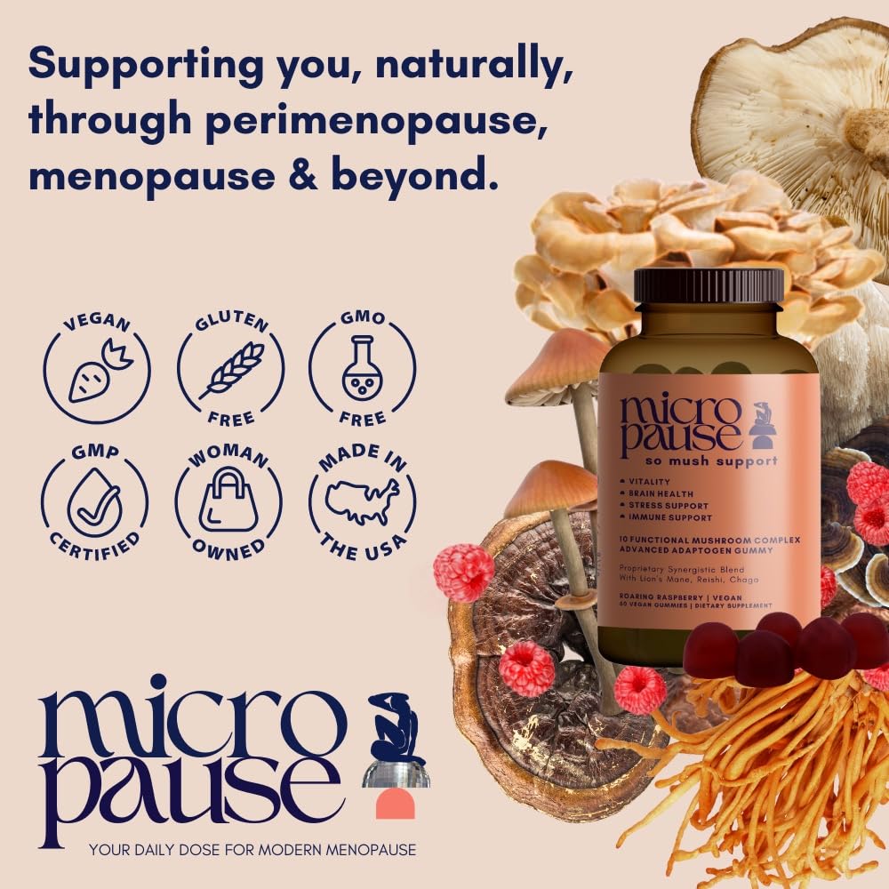 So Mush Support Hormone Free Gummies for Menopause - Supports Energy, Focus, Immunity