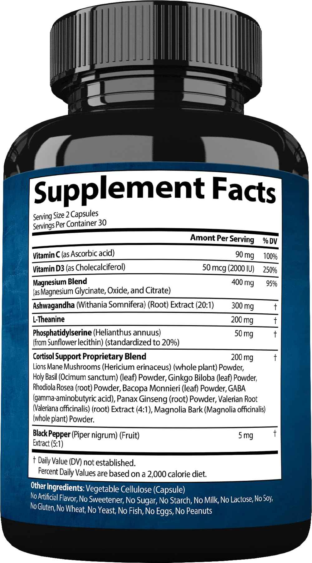 StrongVit Cortisol Supplements for Women and Men with Magnesium, Ashwagandha & L-Theanine. High Cortisol Reducer, Manager, Detox