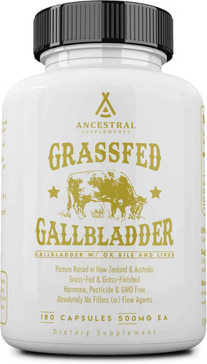 Ancestral Supplements Grass Fed Beef Gallbladder Supplement, 180 Ct - With ox bile and liver support, this formula promotes bile flow, digestive health and gallbladder function.