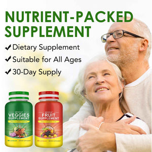 Fruits & Veggies Supplements - 2 Bottles 180 Total Vegetarian Capsules - BalanceNatural Vitamins Supplement Dietary Nutritional Balance,Lngredients Blended Vitamin & Mineral Whole Food Supplement