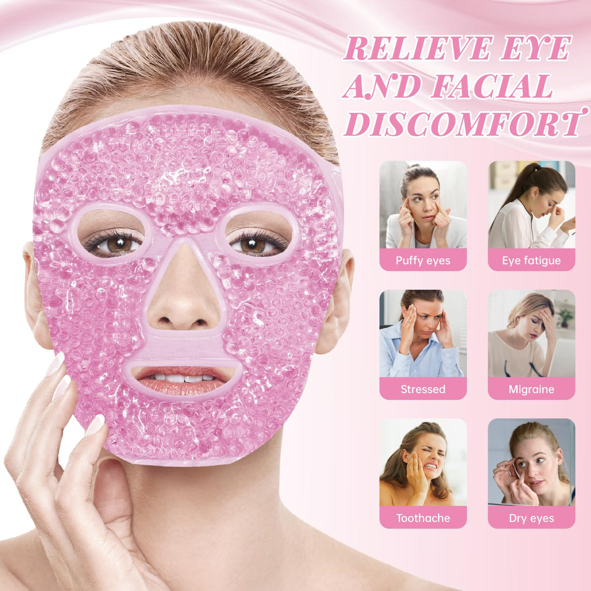 ZNÖCUETÖD 3-in-1 Face Sculpting Set – Ice Roller, Jade Roller & Cooling Gel Eye Mask Gift Set | For Puffiness, Wrinkles & Lifting
