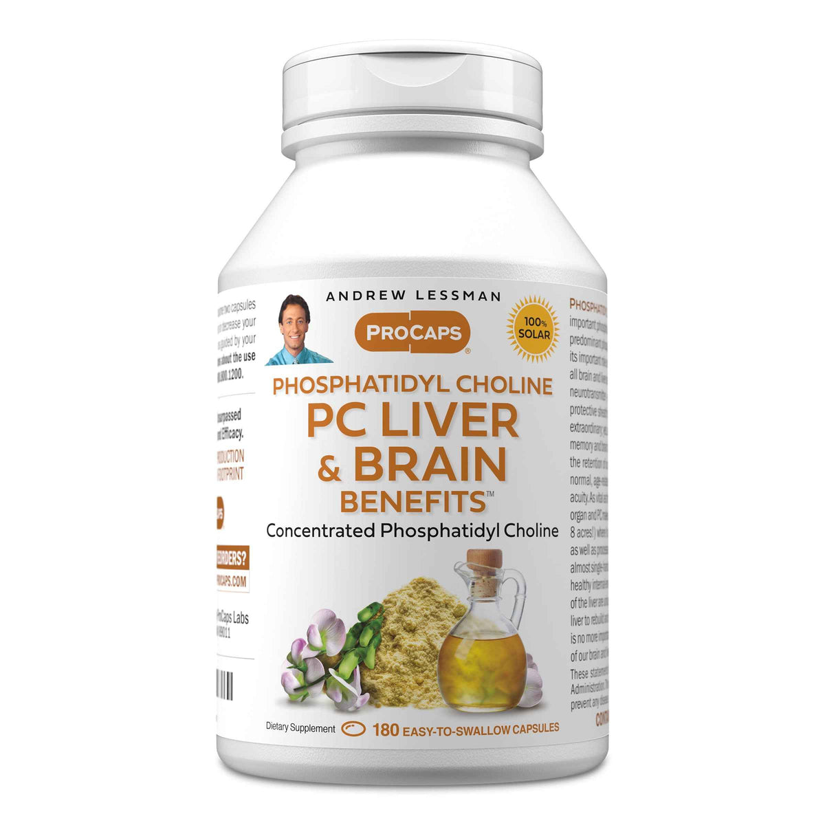 Andrew Lessman ProCaps PC Liver & Brain Benefits 360 Softgels - Phosphatidyl Choline with Ahiflower Oil supports acetylcholine production, memory, focus & healthy liver function.