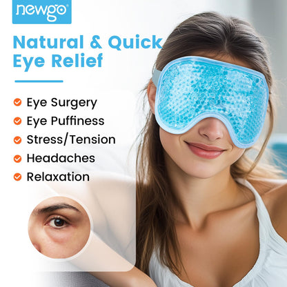 NEWGO Cooling Eye Mask – Cold Ice Pack for Puffy Eyes, Dark Circles, Headache & Stress Relief (Blue)