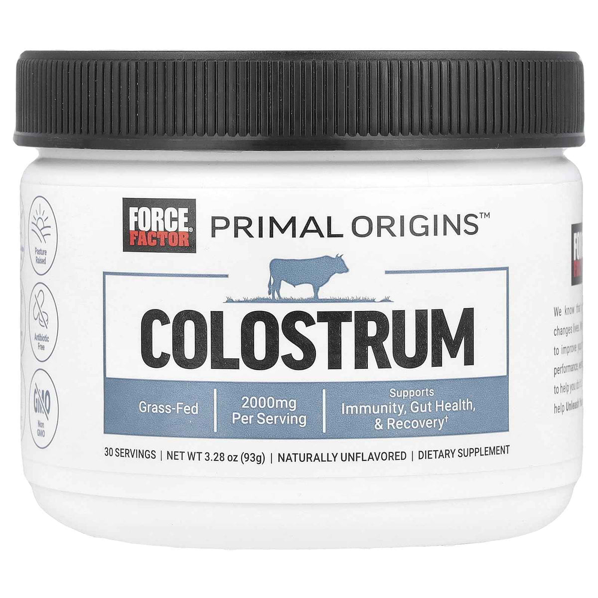 Force Factor Awesome Colostrum to Support Gut Health, Immune Function, Recovery, & More, Bovine Colostrum Supplement, Pasture-Raised, Grass Fed
