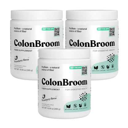 ColonBroom Psyllium Husk Powders (Strawberry, 150 Servings) - Colon Cleanse for Bloating Relief & Gut Health - Colon Broom Fiber Powder Drink - Vegan, Gluten Free, Non-GMO Fiber Powder Supplement