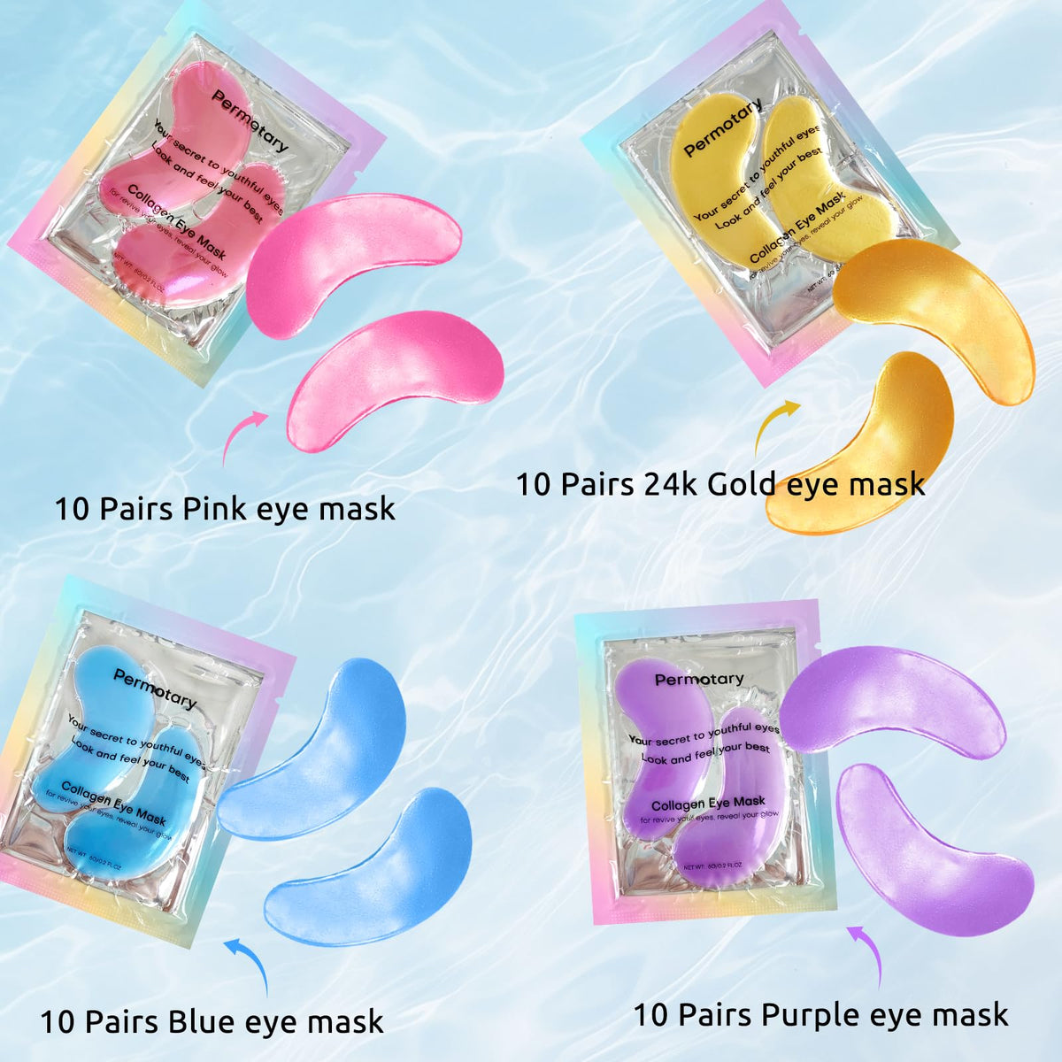 Permotary Collagen Crystal Eye Masks - Value Pack (40 Pairs)