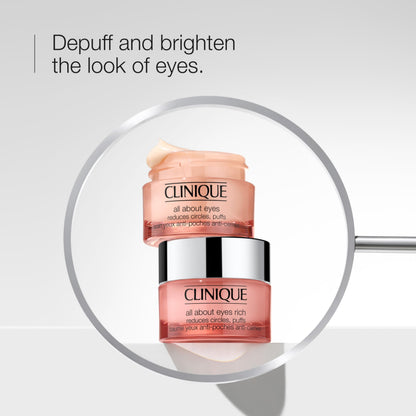 Clinique All About Eyes Rich (0.5 oz / 15ml) – Standard Size Hydrating Eye Cream for Dark Circles, Fine Lines & Puffiness