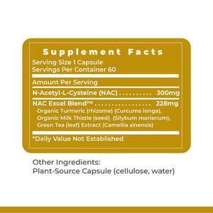 Premier Research Labs Premier NAC - NAC Supplement N-Acetyl Cysteine, N-Acetyl-L-Cysteine, Liver & Immune Support, 300mg NAC Per Capsule - 60 Vegetarian Capsules