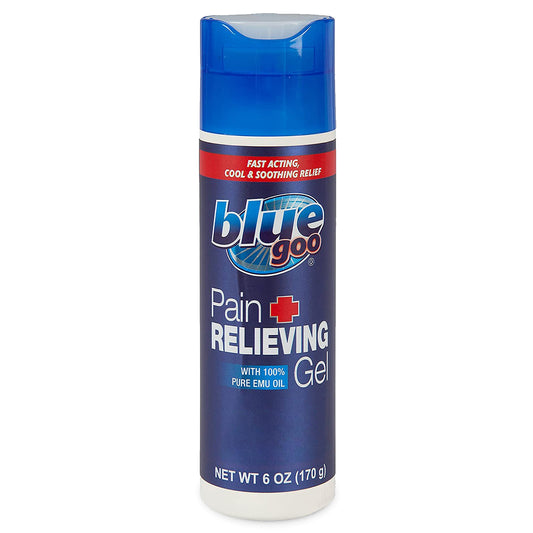 Blue Goo Pain Relieving Gel – for Back and Neck, Muscle and Stiff Joints, Fast-Acting, Cooling+Soothing Relief, Made w/ 100% Pure Emu Oil, 6 oz (1 Pack)