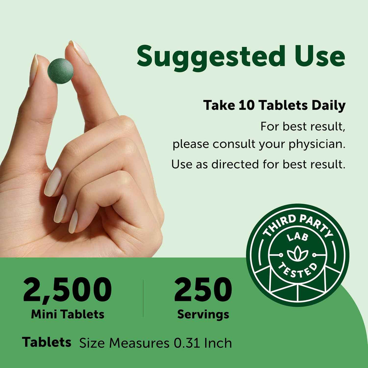 Micro Ingredients Organic Spirulina Chlorella Mini Tablets, 2,500 Tablets (8 Month Supply) - 50/50 Algae Blend - No Fillers, Non-GMO