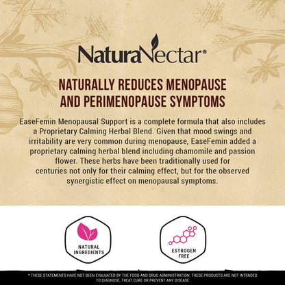 NaturaNectar EaseFemin Menopause Support for Hot Flashes, Night Sweats, and Irritability