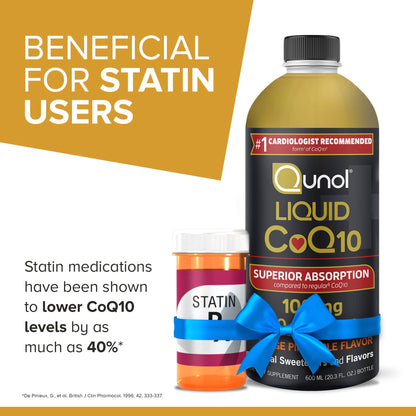 Qunol Liquid CoQ10 100mg, Superior Absorption Natural Supplement Form of Coenzyme