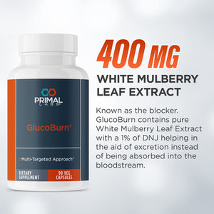 Primal Labs GlucoBurn Support Supplement with White Mulberry Leaf Extract and Alpha Lipoic Acid, 90 Veg capsules Primal LabsBuy Supplements Australia