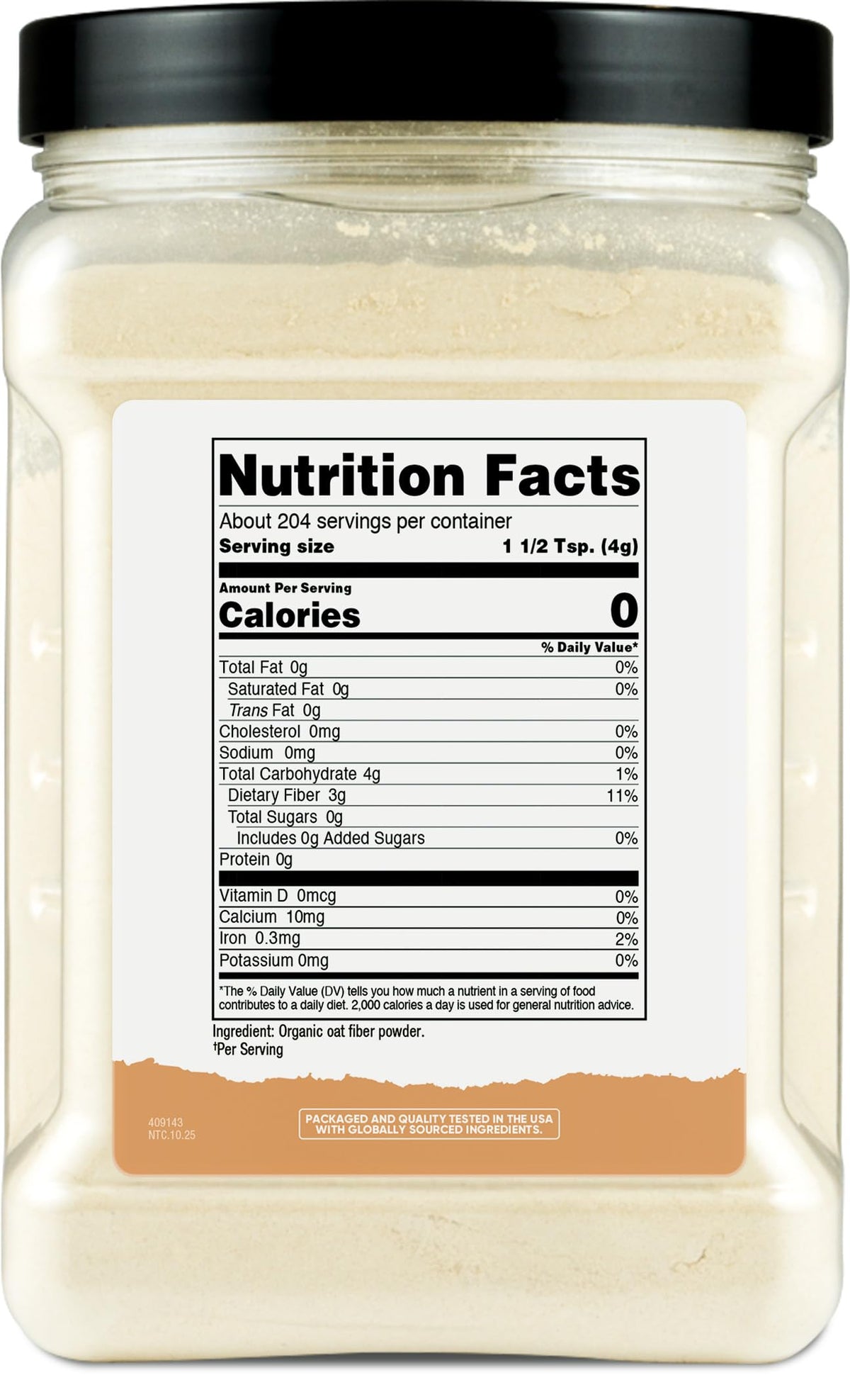 Nutricost Pantry Organic Oat Fiber (1.8 Pounds) Stone Ground Oats - 3 Grams of Dietary Fiber, USDA Organic