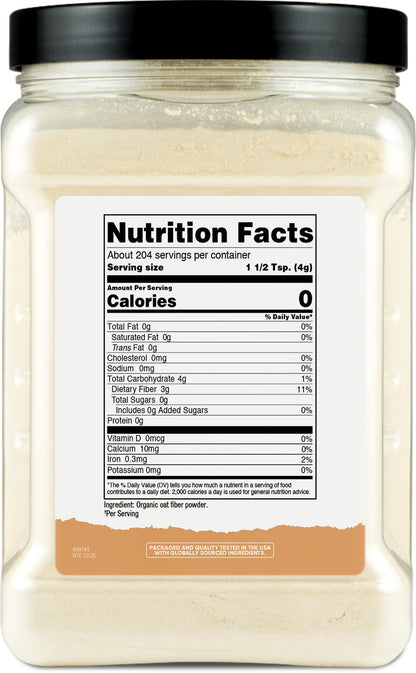 Nutricost Pantry Organic Oat Fiber (1.8 Pounds) Stone Ground Oats - 3 Grams of Dietary Fiber, USDA Organic