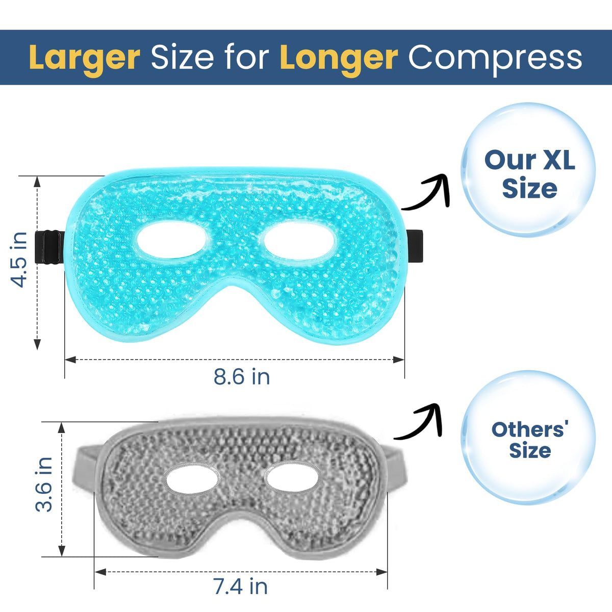 BeeVines XL Jumbo Gel Eye Mask - 2 Pack Cooling & Warming Relief