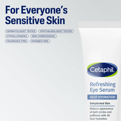 CETAPHIL Deep Hydration Refreshing Eye Serum (0.5 fl oz) - 48-Hour Hydrating Under Eye Cream with Hyaluronic Acid & Vitamin E