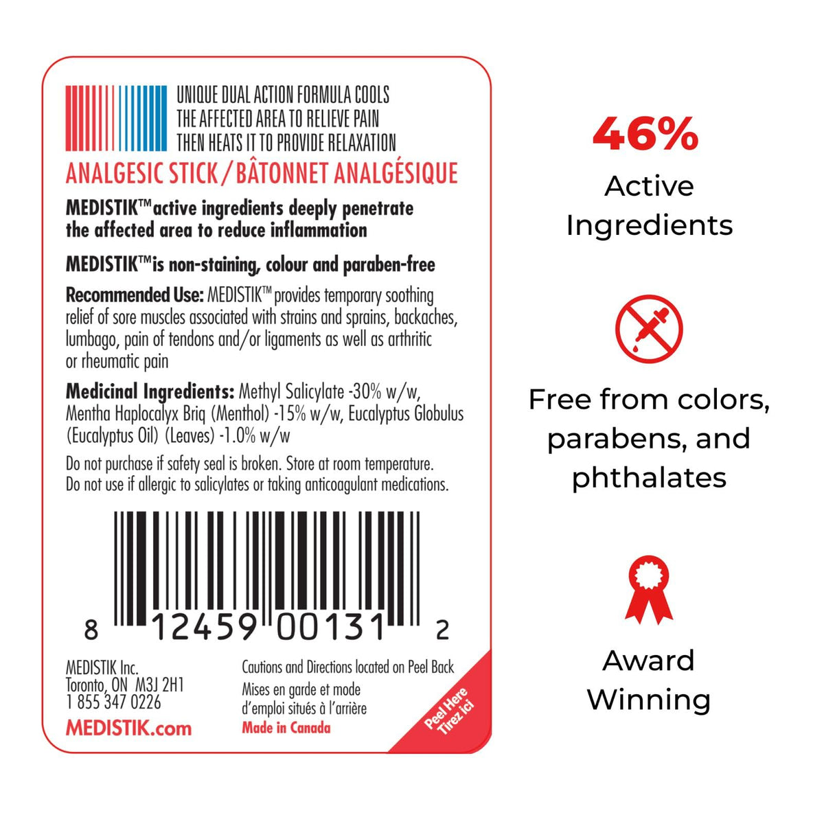 Medistik Extra Strength Pain Relief Stick. Long Lasting Topical Pain Reliever for Backache, Muscle & Joint Pain, 58g (One Pack)