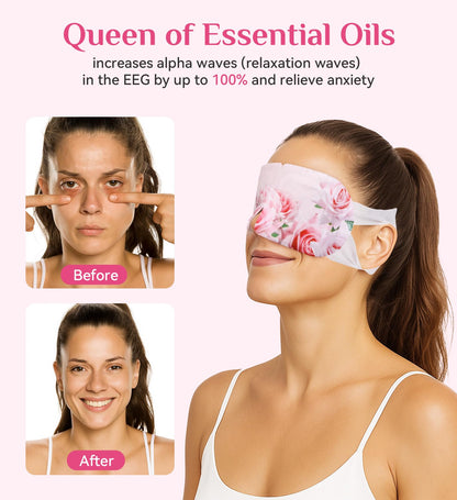 ZHENYEMEI Rose Heated Eye Mask - Self-Heating Warm Compress for Dry Eyes, Puffiness & Dark Circles - Relaxing Rose Scent (18 Packs)