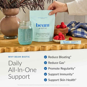 Beam Biotic Probiotics for Women - Gut Health & Digestive Health Powder with Pre, Pro & Postbiotics + Glutathione, Daily Probiotic Drink for Bloating Relief & Gut Balance