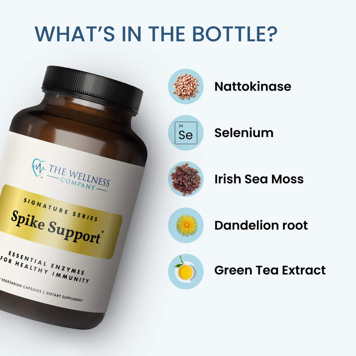Spike Support - Nattokinase, Dandelion Root, Black Seed, Daily Detox, 120ct