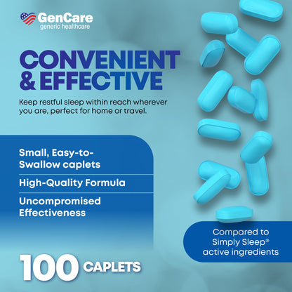 GenCare Sleep Aid Diphenhydramine HCl 25mg Caplets, 100 Count