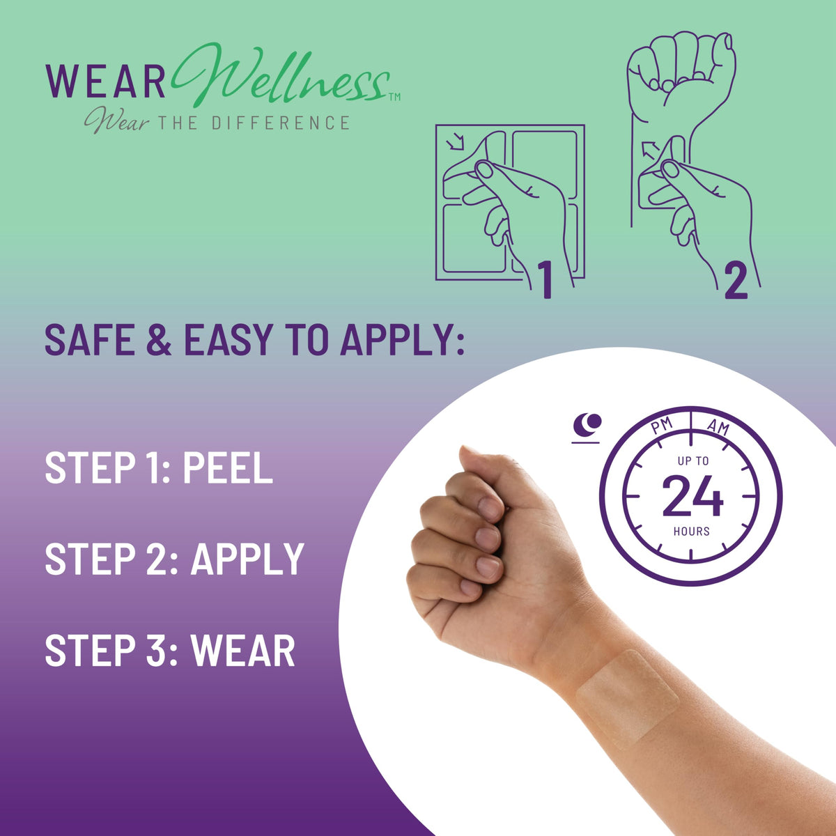 Wear Wellness All Day Trio - Unwind, Drift & Clarity Film Patches - Topical Patches for Calm, Focus & Sleep Support - Long-Lasting Effect – 12 Pack