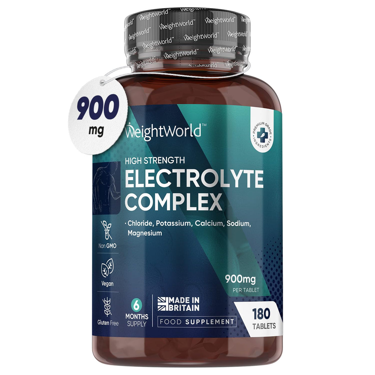 Electrolyte Tablets - 6 Months Supply - 180 Vegan Tablets with Sodium, Magnesium