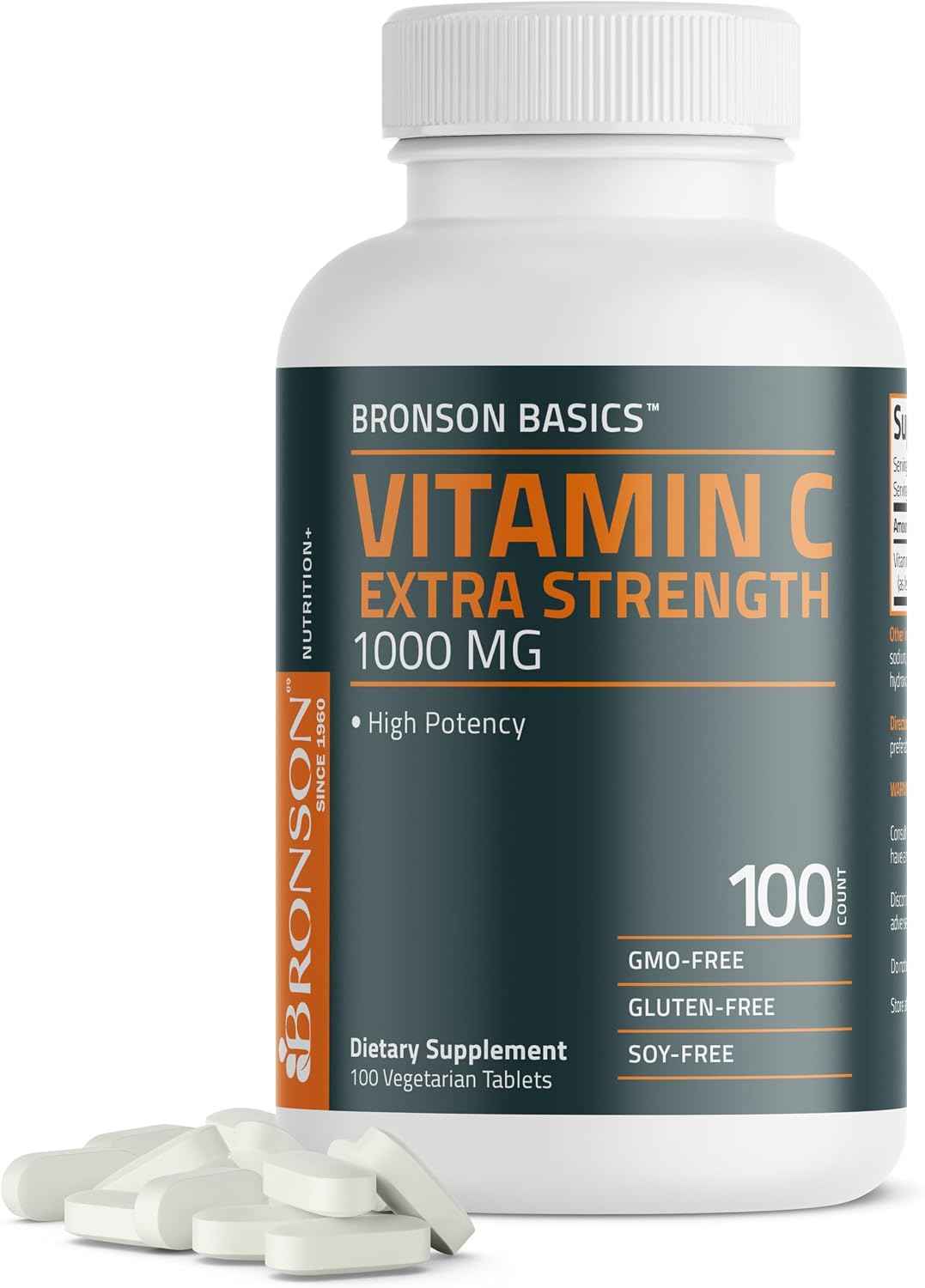 Bronson Vitamin C 1000mg Extra Strength, Supports a Healthy Immune System, High Potency, Non-GMO, 100 Vegetarian Tablets