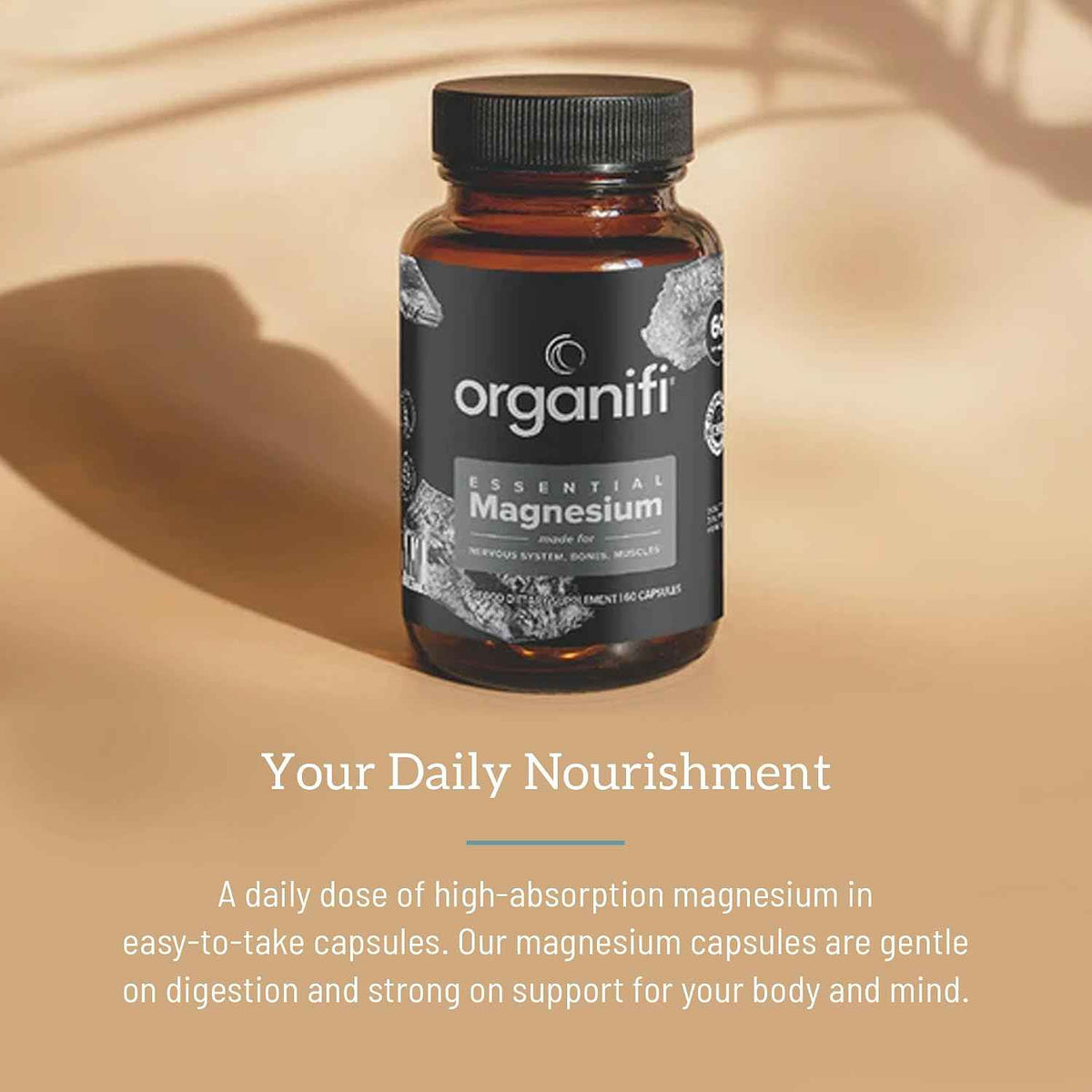 Organifi Essential Magnesium Glycinate Supplement for Bone Support and Muscle Health, 150mg, 60 Vegan Capsules
