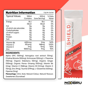 Noobru Shield with Vitamin C Powder and Ginger - Immune System Booster for Perfect Health Condition - Vitamins Blend for Your Body - Nootropic Food Supplements for Sharp Concentration and Quick Mind