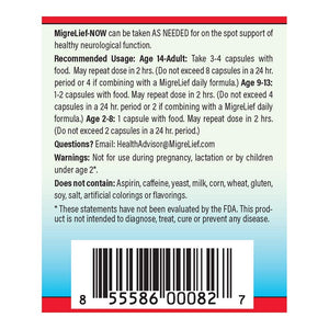 MigreLief-Now Fast-Acting Formula, As-Needed Nutritional Support for Migraine and Headache Sufferers - 60 Vegetarian Capsules MigreLiefBuy Supplements Australia