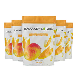 Balance of Nature Freeze-Dried Mangos (5 Pack) - 100% Real Fruit, Crunchy Mango Slices, Healthy Snack, Mouthwatering Nutrition, Gluten-Free, Vegan, No Sugar Added, Five 1.6 oz Bags