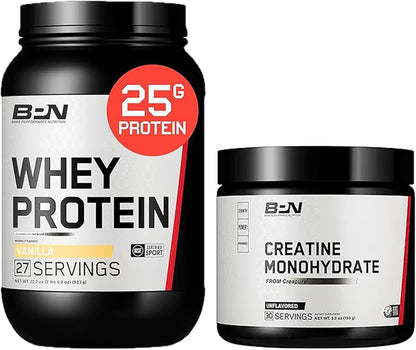 BARE PERFORMANCE NUTRITION BPN Creatine Monohydrate & Whey Vanilla Protein Powder Bundle