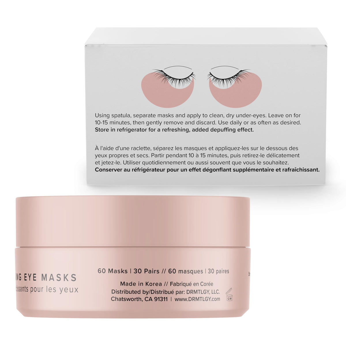 DRMTLGY Brightening Eye Masks (60 Count) – Biodegradable Hydrogel Patches with Caffeine, Peptides & Niacinamide for Dark Circles & Puffiness