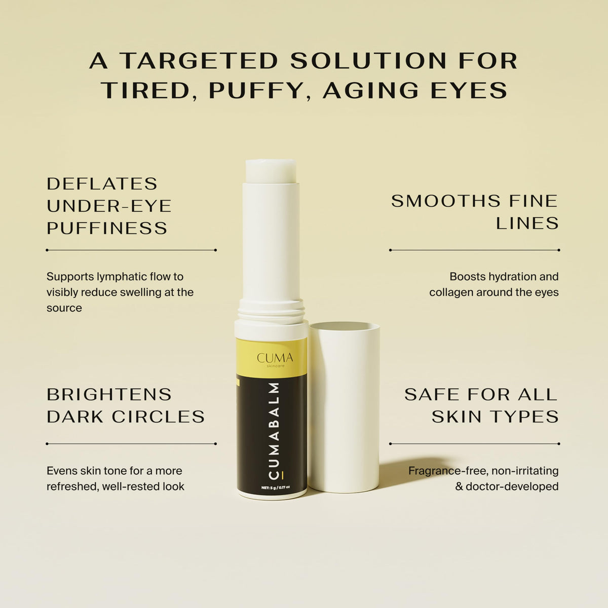 CumaBalm™ Eye Balm with Turmeric & Retinol for Puffy Eyes & Dark Circles - Vegan Anti-Aging Treatment