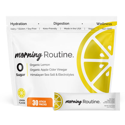 ROUTINE Morning Daily Hydration - Electrolyte Powder Packets - Lemon, Apple Cider Vinegar & Sea Salt Drink Mix - Sugar-Free, Keto & Paleo-Friendly - 3rd-Party