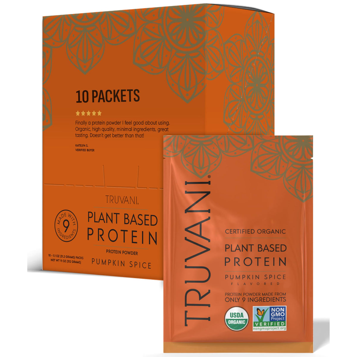 Truvani Organic Plant Based Protein Powder - Strawberry - 10 Servings - Vegan - 20g Pea Protein - Single Serving Travel Packets - Keto - Gluten & Dairy Free - Low Carb