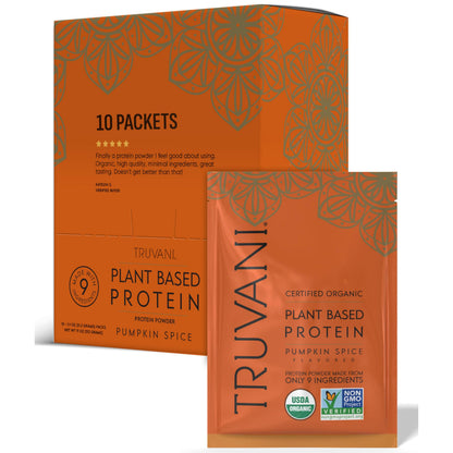 Truvani Organic Plant Based Protein Powder - Strawberry - 10 Servings - Vegan - 20g Pea Protein - Single Serving Travel Packets - Keto - Gluten & Dairy Free - Low Carb