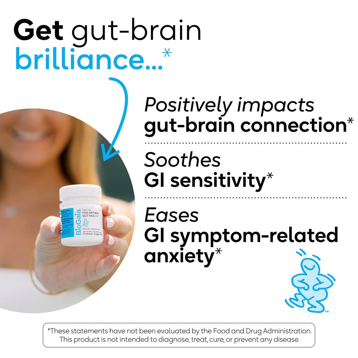 BioGaia Gastrus L reuteri Probiotic - 35 Years of Clinical Gut Research - L reuteri 6475 + 17938 Probiotics - Ease Gut Discomfort, Gas & Bloating - Promotes a Healthy Gut & Microbiome - 30 Chewables