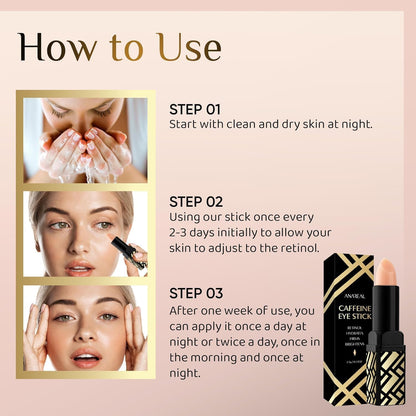 Caffeine Under Eye Balm Stick – Hydrating Eye Brightener with Retinol for Dark Circles & Puffiness