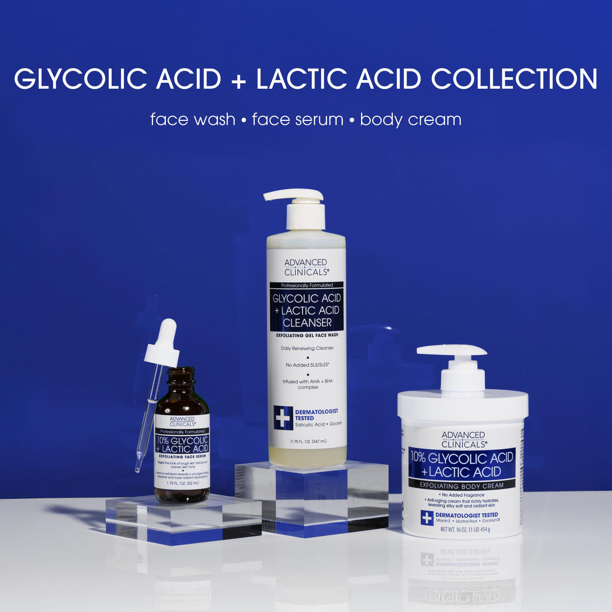 Advanced Clinicals 10% Glycolic Acid Serum – Triple Acid Exfoliant (52ml)
