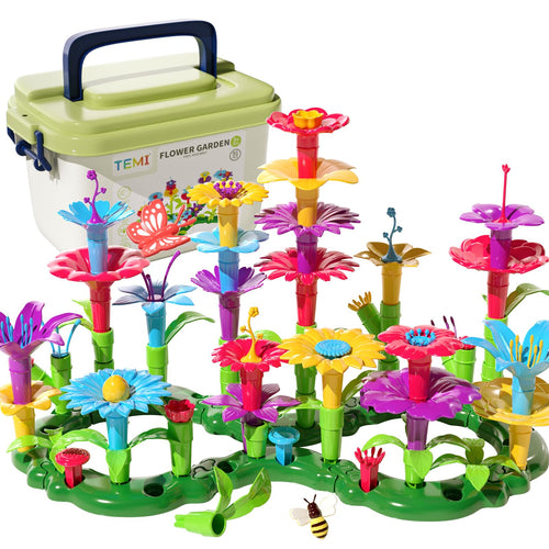 TEMI Toddler Toys Birthday Gifts for 3 4 5 6 7 Year Old Girls Boys, 91 PCS Flower Garden Building Toy STEM Educational Activity Preschool Toys for Kids Age 3-6