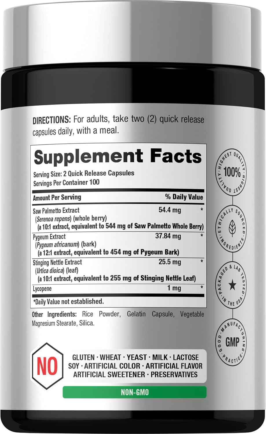 Horbaach Prostate Supplement for Men - 200 Capsules - Advanced Complex with Saw Palmetto, Pygeum, Stinging Nettle - Non-GMO and Gluten Free