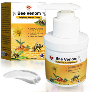 PPT.MHC Bee Venom Massage Cream with Pump - Soothing Muscle Rub with Turmeric, Arnica & MSM - Premium Bee Venom Lotion for Back, Legs & Feet - Everyday Non-Greasy 3.5oz Cream