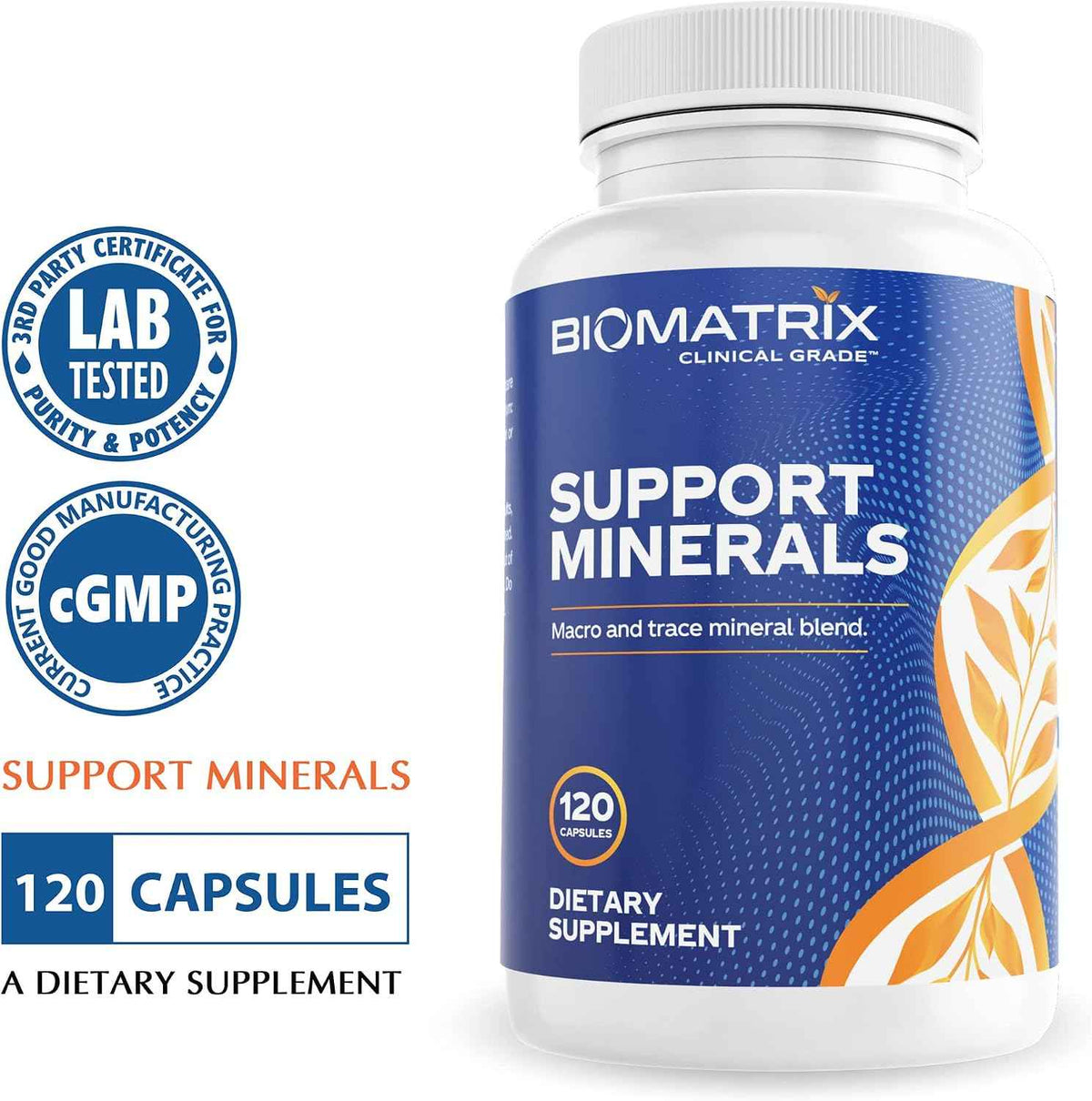 BioMatrix Chelated Mineral Supplement, Iron-Free, Calcium, Magnesium, Zinc - Albion Forms, Vitamin D3, Copper & Iodine, Bone Strength & Immune Aid, Krebs Cycle Energy, Veggie Caps, 30-Day Supply