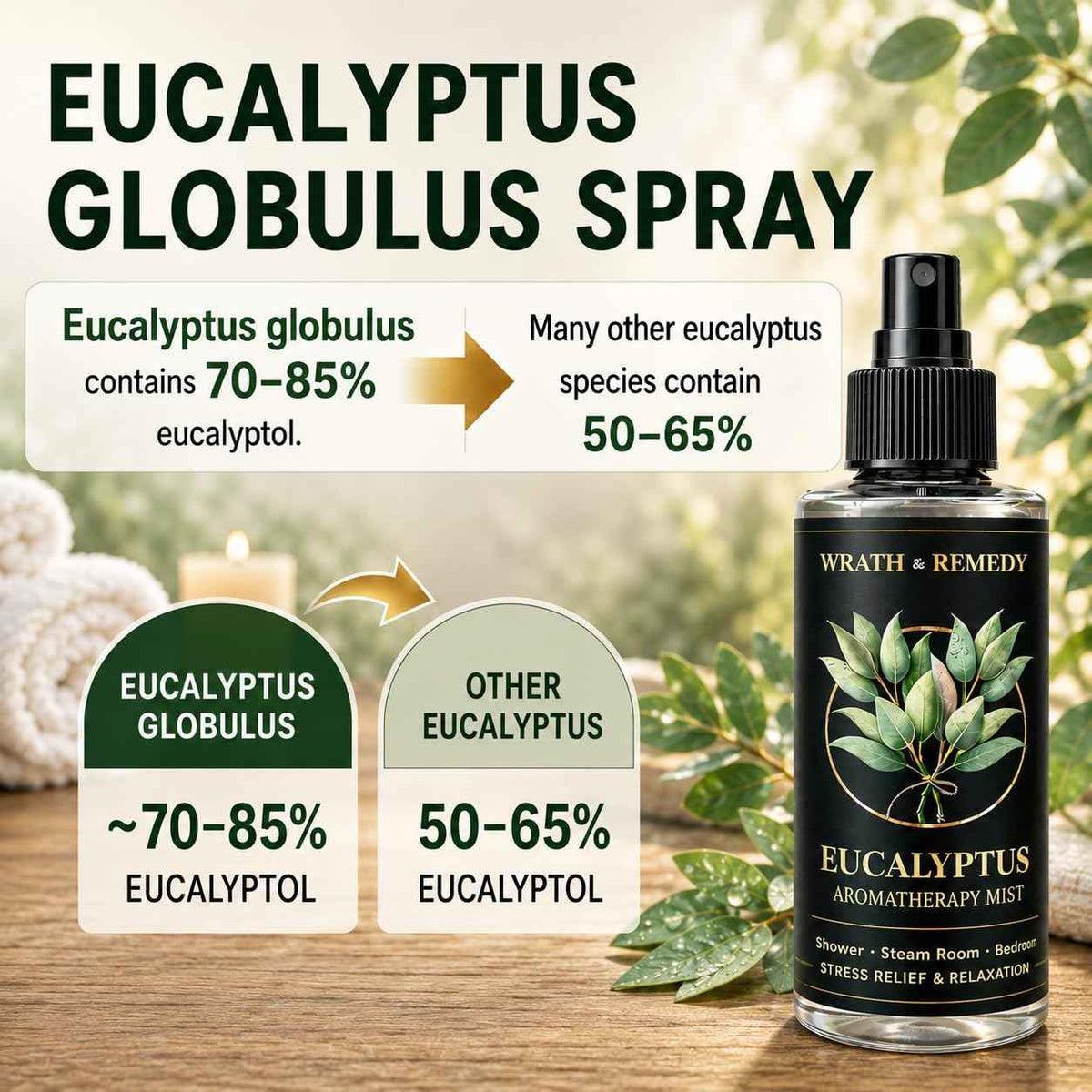 Eucalyptus Shower Spray Aromatherapy - USDA Organic (4 oz, 700+ Sprays) - 100% Pure Eucalyptus Essential Oil Spray Mist for Spa Shower, Steam, Sauna & Linen Bedsheet - Premium & Travel Size (US-Made)